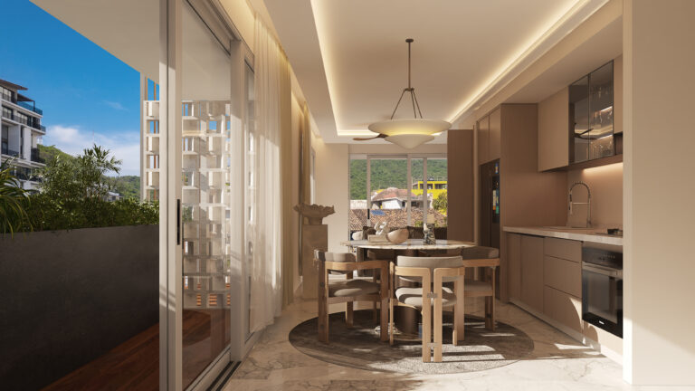 Spacious living room in Veloa Puerto Vallarta Romantic Zone Pre-Sale