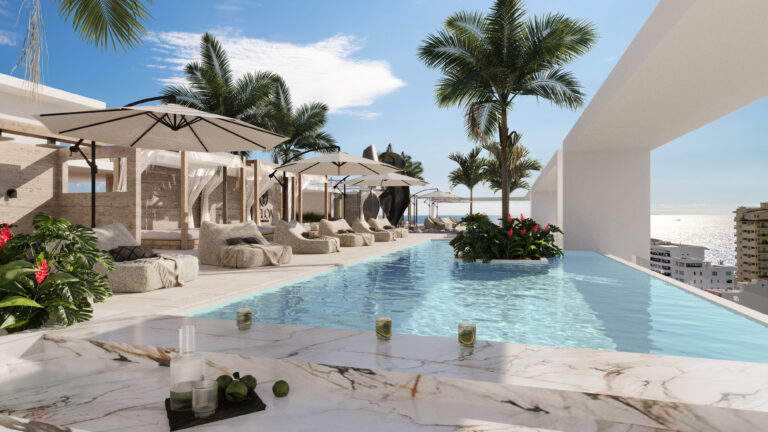 Rooftop luxury pool at Veloa Puerto Vallarta Romantic Zone Pre-Sale